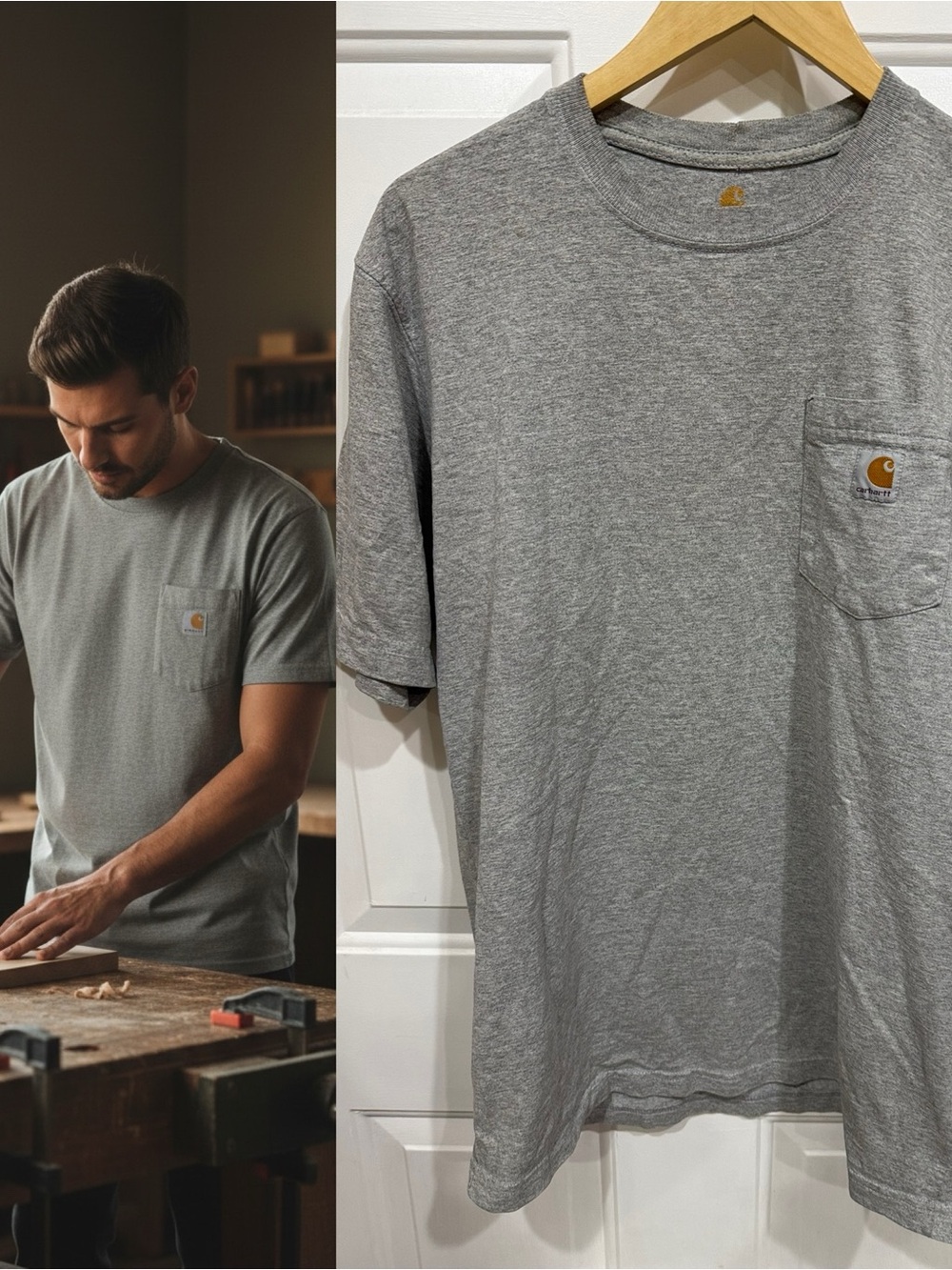 Carhartt Men’s Medium Heather Gray Pocket T-Shirt Short Sleeve Crewneck